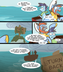 Size: 700x800 | Tagged: safe, artist:egophiliac, imported from derpibooru, slice of pony life, boat, comic, fishing, fishing rod, seaweed, sign