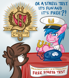 Size: 768x861 | Tagged: safe, imported from derpibooru, firefly, chocolate pony, food pony, original species, pegasus, pony, cult, dianetics, female, food, fyrefly, g1, parody, ponified, scientology, sea org, stress test