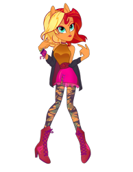 Size: 2537x3269 | Tagged: safe, artist:lazzy_bunny, imported from derpibooru, equestria girls, absurd resolution, alternative cutie mark placement, boots, box art, clothes, female, high heel boots, lipstick, redesign, shoes, simple background, skirt, solo, transparent background