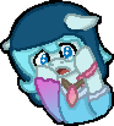 Size: 744x824 | Tagged: safe, artist:bloonacorn, imported from twibooru, oc, oc only, oc:whaletail, adorable distress, cute, distressed, floppy ears, gasp, gradient clothes, hooves on cheeks, image, missing features, no eyelashes, pixel art, png, simple background, teary eyes, transparent background