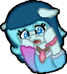 Size: 744x824 | Tagged: safe, artist:bloonacorn, imported from twibooru, oc, oc only, oc:whaletail, adorable distress, cute, distressed, eyelashes, floppy ears, gasp, gradient clothes, hooves on cheeks, image, pixel art, png, teary eyes