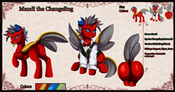 Size: 4796x2529 | Tagged: safe, artist:pridark, imported from derpibooru, oc, oc only, oc:mandi, changedling, changeling, changedling oc, changeling oc, reference sheet