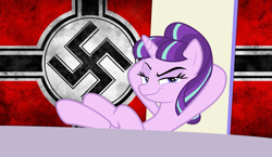 Size: 6667x3876 | Tagged: safe, editor:dpr, starlight glimmer, pony, unicorn, altbrony, fascist, female, flag, mare, mlpol, nazi, nazi flag, smug, swastika