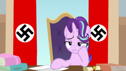 Size: 1280x720 | Tagged: safe, editor:dpr, starlight glimmer, pony, unicorn, fascism, female, mare, mlpol, nazi, nazi flag, swastika