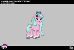 Size: 2330x1591 | Tagged: safe, imported from derpibooru, earth pony, pony, spoiler:g5, spoiler:my little pony: tell your tale, spoiler:tyts02e34, .psd available, alternate hairstyle, behind the scenes, concept art, dahlia, female, g5, lil critter workshop, looking at you, mare, my little pony logo, my little pony: tell your tale, official, pipp-sync battle, smiling, smiling at you, solo