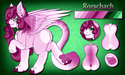 Size: 5000x3000 | Tagged: safe, imported from derpibooru, sphinx, dewdropinn (artist), female, paw pads, paws, reference sheet, rorschach (oc)