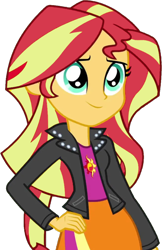 Size: 660x1020 | Tagged: safe, artist:gaelgaming1, edit, imported from derpibooru, vector edit, sunset shimmer, human, equestria girls, clothes, happy, jacket, my little pony equestria girls: rainbow rocks, shirt, simple background, transparent background, vector