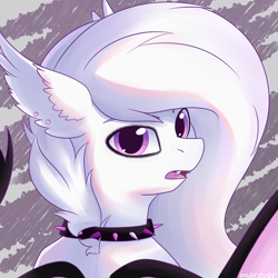 Size: 1500x1500 | Tagged: safe, artist:maravor, imported from derpibooru, oc, oc:aether, bat pony, pony, choker, female, mare, solo, spiked choker