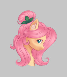 Size: 698x792 | Tagged: safe, artist:tinypurplebrush, imported from derpibooru, fluttershy, pegasus, pony, alternate hairstyle, bust, chest fluff, cute, female, gray background, mare, shyabetes, simple background, solo