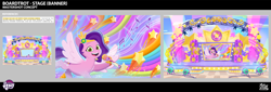 Size: 9918x3379 | Tagged: safe, imported from derpibooru, pipp petals, pony, leak, spoiler:g5, spoiler:my little pony: tell your tale, spoiler:tyts02e34, banner, concept art, female, g5, lil critter workshop, mare, music notes, my little pony logo, my little pony: tell your tale, pipp-sync battle, reference used, solo, stars