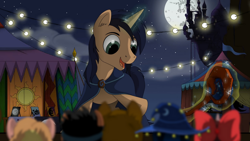 Size: 1024x576 | Tagged: safe, artist:hydrusbeta, imported from derpibooru, oc, oc only, pony, unicorn, 2015, animated, canterlot, cape, clothes, costume, horn, magic, male, mare in the moon, moon, night, nightmare night, staff, stallion, star swirl the bearded costume, storytelling, unicorn oc, webm