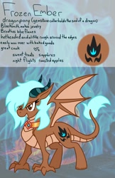 Size: 1284x1982 | Tagged: safe, artist:edgelordhedgelord, imported from derpibooru, oc, oc only, oc:frozen ember, dracony, dragon, hybrid, pony, solo