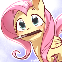 Size: 2048x2048 | Tagged: safe, artist:izuchi, imported from derpibooru, fluttershy, pegasus, pony, blushing, green eyes, solo