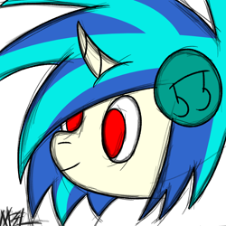 Size: 1000x1000 | Tagged: safe, artist:m3l0dy.dll, imported from derpibooru, dj pon-3, vinyl scratch, red eyes