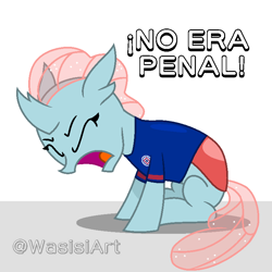 Size: 768x768 | Tagged: safe, artist:wasisi, imported from derpibooru, ocellus, changedling, changeling, clothes, cruz azul, mexico, shirt, simple background, spanish, text, white background