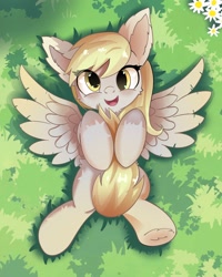 Size: 1600x2000 | Tagged: safe, artist:sirbreadstick99, imported from derpibooru, derpy hooves, pegasus, pony, cute, derpabetes, derpy day, event, female, grass, grass field, happy, looking at you, mailmare, outdoors, pegasus wings, solo, solo female, wings