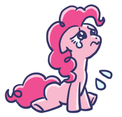 Size: 335x320 | Tagged: safe, edit, imported from derpibooru, pinkie pie, earth pony, pony, 3:, closed mouth, cropped, emanata, female, full body, line sticker, looking away, looking up, mare, pinkie cry, plewds, sad, simple background, sitting, solo, teary eyes, transparent background, underhoof, wavy mouth