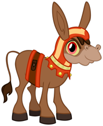 Size: 3663x4460 | Tagged: safe, artist:majorleaguegamintrap, artist:thanos246, imported from derpibooru, bray, donkey, colored sclera, g1, g1 to g4, generation leap, harness, hooves, red eyes, simple background, tack, transparent background, yellow sclera