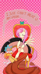 Size: 1772x3215 | Tagged: safe, artist:sadistjolt, imported from derpibooru, discord, fluttershy, draconequus, pegasus, pony, discoshy, duo, duo male and female, embarrassed, female, male, mare, shipping, straight