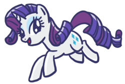 Size: 370x249 | Tagged: safe, edit, imported from derpibooru, rarity, pony, unicorn, :d, cropped, female, full body, horn, line sticker, looking at you, mare, open mouth, open smile, running, simple background, smiling, smiling at you, solo, three quarter view, transparent background, walking