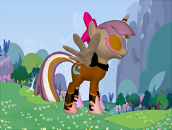 Size: 1200x900 | Tagged: safe, edit, edited screencap, imported from derpibooru, screencap, oc, oc only, alicorn, pony, pony creator, 3d, alicorn oc, donut steel, horn, my little pony, ponylumen, simple background, solo, wings