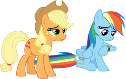 Size: 4792x3000 | Tagged: safe, artist:cloudy glow, imported from derpibooru, applejack, rainbow dash, earth pony, pegasus, pony, bored, duo, duo female, female, simple background, transparent background, vector