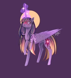 Size: 1491x1640 | Tagged: safe, artist:emilychristman, imported from derpibooru, twilight sparkle, alicorn, pony, magic, purple background, simple background, solo, twilight sparkle (alicorn)