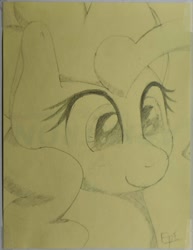 Size: 2589x3349 | Tagged: safe, artist:epiphany, derpibooru exclusive, imported from derpibooru, pinkie pie, earth pony, pony, pencil drawing, photo, smiling, solo, traditional art