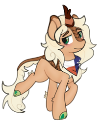 Size: 830x1000 | Tagged: safe, artist:cloveryrhythm, imported from derpibooru, oc, oc only, oc:armaredillo, kirin, back hoof raised, bandana, blushing, kirin oc, looking at you, maretroplex, mascot, png, raised hoof, smiling, solo, texas flag