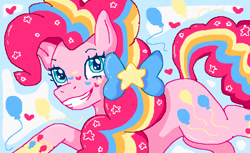 Size: 711x434 | Tagged: safe, artist:doctordaisydoll, imported from derpibooru, pinkie pie, earth pony, pony, animal jam, balloon, female, grin, mare, ribbon, smiling, solo, teeth