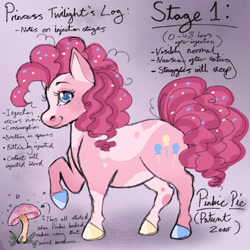 Size: 2048x2048 | Tagged: safe, artist:flitterjitters, imported from derpibooru, pinkie pie, pony, alternate design, alternate universe, colored hooves, hooves, infection au, multicolored hooves, mushroom, solo