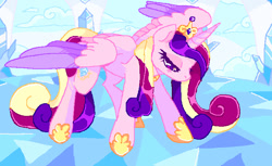 Size: 711x434 | Tagged: source needed, safe, artist:meloett, imported from derpibooru, princess cadance, alicorn, pony, animal jam, crystal, detailed background, digital art, female, mare, narrowed eyes, solo