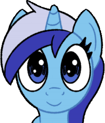 Size: 315x367 | Tagged: safe, artist:pylony, minuette, unicorn, animated, doom guy, mare stare, simple background, solo, transparent background