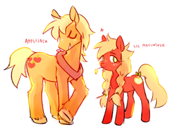 Size: 700x525 | Tagged: safe, artist:ghostier, imported from derpibooru, applejack, big macintosh, applejack (male), braid, duo, macareina, rule 63, simple background, white background