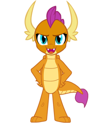 Size: 1920x2261 | Tagged: safe, artist:lnx1ynight16, artist:memnoch, edit, editor:princessember2019, imported from derpibooru, vector edit, smolder, dragon, hand on hip, open mouth, solo, standing, vector