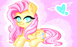 Size: 711x434 | Tagged: safe, artist:marilamb, imported from derpibooru, fluttershy, pegasus, pony, animal jam, cute, digital art, female, lying down, mare, prone, shyabetes, solo