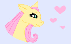 Size: 711x434 | Tagged: source needed, safe, artist:novabunnie, imported from derpibooru, fluttershy, pegasus, pony, animal jam, bust, female, heart, mare, portrait, simple background, smiling, solo