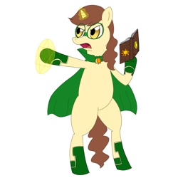 Size: 2300x2300 | Tagged: safe, artist:mizukame, imported from derpibooru, oc, oc only, oc:madmax, unicorn, book, cape, clothes, colored, explicit source, flat colors, glasses, horn, magic, simple background, solo, standing, white background