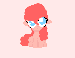 Size: 512x400 | Tagged: safe, artist:violavaquita, pinkie pie, earth pony, pony, animated, blue eyes, featured image, female, filly, gif, heart eyes, pink background, rolling, simple background, solo, wingding eyes, younger