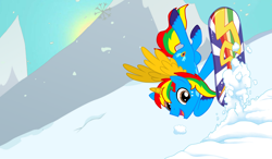 Size: 7724x4506 | Tagged: safe, artist:shieldwingarmorofgod, imported from derpibooru, oc, oc only, oc:shield wing, alicorn, alicorn oc, horn, male, snow, snowboard, snowboarding, sports, wings