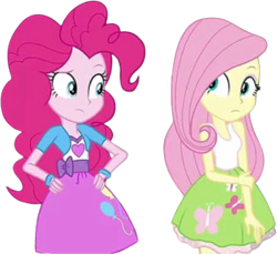 Size: 2751x2520 | Tagged: safe, editor:mrtoonlover83, imported from derpibooru, fluttershy, pinkie pie, human, equestria girls, duo, duo female, female, simple background, transparent background