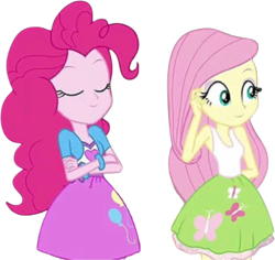 Size: 2665x2520 | Tagged: safe, editor:mrtoonlover83, imported from derpibooru, fluttershy, pinkie pie, human, equestria girls, duo, duo female, female, simple background, transparent background