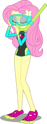 Size: 3104x8086 | Tagged: safe, alternate version, artist:dustinwatsongkx, imported from derpibooru, fluttershy, human, equestria girls, equestria girls series, unsolved selfie mysteries, butterfly hairpin, clothes, dive mask, eyes closed, female, flippers (gear), fluttershy's one-piece swimsuit, goggles, hairpin, legless, long, long sleeves, my little pony equestria girls: better together, simple background, snorkel, solo, swimsuit, transparent background, vector, wetsuit