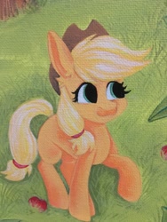 Size: 1500x2000 | Tagged: safe, artist:somestupidfrog, imported from derpibooru, applejack, acrylic painting, apple, food, traditional art