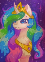 Size: 938x1280 | Tagged: safe, artist:uwushka, imported from derpibooru, princess celestia, alicorn, pony, bust, photo, portrait, solo, traditional art