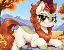 Size: 1152x896 | Tagged: safe, imported from twibooru, autumn blaze, kirin, :3, ai generated, female, generator:zoinksnoob, image, looking at you, png, prompter:ramprover, solo, solo female