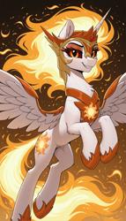 Size: 944x1656 | Tagged: safe, imported from twibooru, daybreaker, alicorn, pony, ai generated, female, generator:zoinksnoob, horn, image, looking at you, png, prompter:cypher, solo, wings