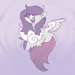 Size: 2048x2048 | Tagged: safe, artist:crasysam0, imported from derpibooru, oc, oc only, pegasus, pony, bags under eyes, closed mouth, coat markings, eye clipping through hair, facial markings, feathered wings, female, flying, full body, glasses, gray coat, hooves to the chest, looking at you, looking back, looking back at you, mare, mismatched mane and tail, multicolored eyes, pegasus oc, purple, purple eyes, purple mane, purple tail, solo, star (coat marking), stars, stray strand, tail, two toned coat, wings