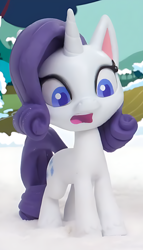 Size: 806x1408 | Tagged: safe, imported from derpibooru, screencap, rarity, pony, unicorn, my little pony: pony life, my little pony: stop motion short, cropped, horn, looking down, snow, solo