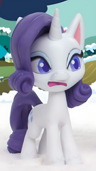 Size: 790x1396 | Tagged: safe, imported from derpibooru, screencap, rarity, pony, unicorn, my little pony: pony life, my little pony: stop motion short, cropped, horn, snow, solo